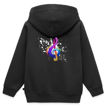 note musicale - Sweat Premium à capuche zippé enfant bio - noir - Dos - AI Model Kid Male (0cm)