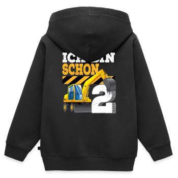 2. Geburtstag Bagger 2 Jahre Junge - Kinder Premium Organic Zip Hoodie - Schwarz - Hinten - AI Model Kid Male (0cm)
