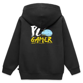 Joueur PC, joueur de bureau - Sweat Premium à capuche zippé enfant bio - noir - Dos - AI Model Kid Male (0cm)