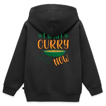 Je veux du curry maintenant - Indian Food India Rice - Sweat Premium à capuche zippé enfant bio - noir - Dos - AI Model Kid Male (0cm)