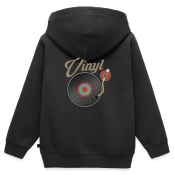 Vinyl Schallplatte Turntable Musik Schallplatte DJ - Kinder Premium Organic Zip Hoodie - Schwarz - Hinten - AI Model Kid Male (0cm)