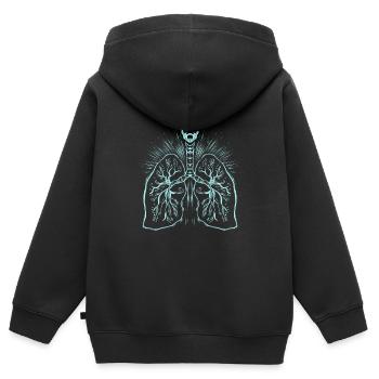 Anatomie pulmonaire - Médecine - Sweat Premium à capuche zippé enfant bio - noir - Dos - AI Model Kid Male (0cm)