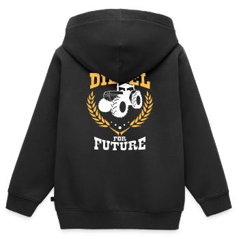 Tracteur diesel - Sweat Premium à capuche zippé enfant bio - noir - Dos - AI Model Kid Male (0cm)
