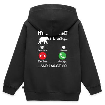 Elefant Mein Elefant ruft - Kinder Premium Organic Zip Hoodie - Schwarz - Hinten - AI Model Kid Male (0cm)