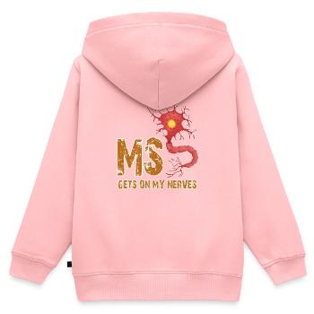 Chemises de sclérose en plaques Funny Getting On - Sweat Premium à capuche zippé enfant bio - rose - Dos - AI Model Kid Female (0cm)