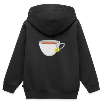 thé - Sweat Premium à capuche zippé enfant bio - noir - Dos - AI Model Kid Male (0cm)