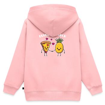 Pizza Pizzeria Aloha Hawaï à l'ananas - Sweat Premium à capuche zippé enfant bio - rose - Dos - AI Model Kid Female (0cm)