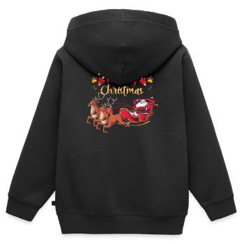 Weihnachtsmann Tannenbaum - Kinder Premium Organic Zip Hoodie - Schwarz - Hinten - AI Model Kid Male (0cm)