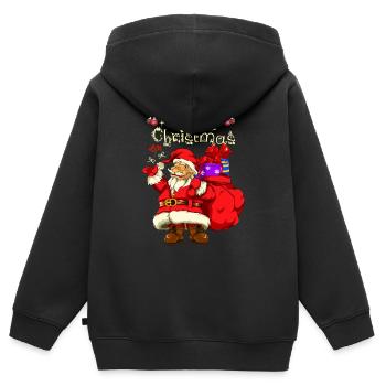 Père Noël sapin de Noël veille de Noël - Sweat Premium à capuche zippé enfant bio - noir - Dos - AI Model Kid Male (0cm)