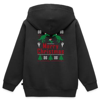 Pyjama Rex Dinosaure de Noël Hommes Garçons Enfants Cadeaux - Sweat Premium à capuche zippé enfant bio - noir - Dos - AI Model Kid Male (0cm)