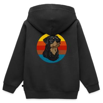 rottweiler - Sweat Premium à capuche zippé enfant bio - noir - Dos - AI Model Kid Male (0cm)