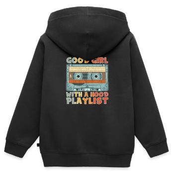 Hip Hop Girl Old School Kassette Mixtape Rap - Kinder Premium Organic Zip Hoodie - Schwarz - Hinten - AI Model Kid Male (0cm)