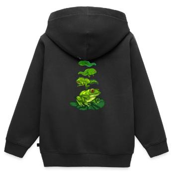Frosch Kaulquappe Biologie Metamorphose Zyklus - Kinder Premium Organic Zip Hoodie - Schwarz - Hinten - AI Model Kid Male (0cm)