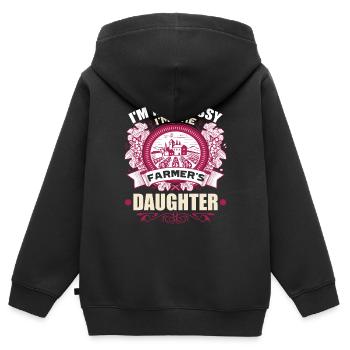 Fière fille du fermier - Sweat Premium à capuche zippé enfant bio - noir - Dos - AI Model Kid Male (0cm)