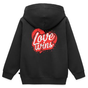 L'amour gagne - Sweat Premium à capuche zippé enfant bio - noir - Dos - AI Model Kid Male (0cm)