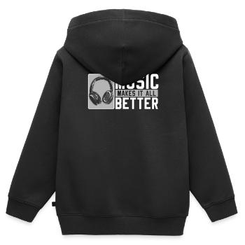 Musique musicien cadeaux musique casque - Sweat Premium à capuche zippé enfant bio - noir - Dos - AI Model Kid Male (0cm)