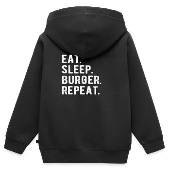 HAMBURGER eat,sleep,burger,repeat - Kinder Premium Organic Zip Hoodie - Schwarz - Hinten - AI Model Kid Male (0cm)