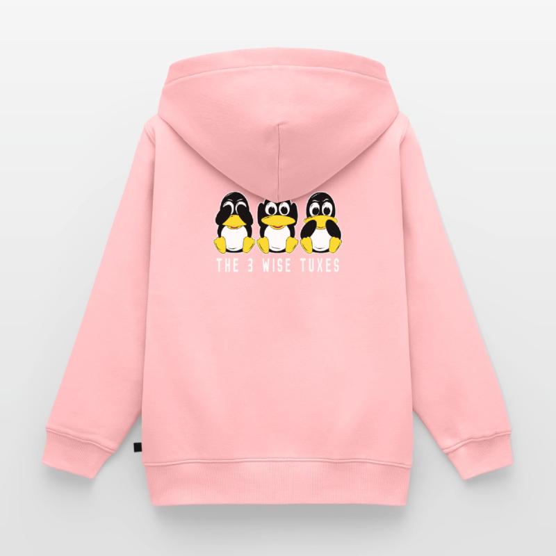 3 Linux penguins hear see speak computer scientists Kids Premium Organic Zip-up Hoodie