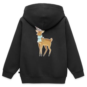 Noël cerf cerf cerf brun - Sweat Premium à capuche zippé enfant bio - noir - Dos - AI Model Kid Male (0cm)