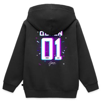 Gamer - King - Queen Geschenk Geschenkidee - Kinder Premium Organic Zip Hoodie - Schwarz - Hinten - AI Model Kid Male (0cm)