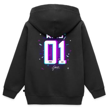 Gamer - King - Queen Geschenk Geschenkidee - Kinder Premium Organic Zip Hoodie - Schwarz - Hinten - AI Model Kid Male (0cm)