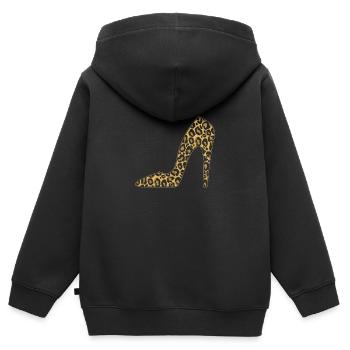 High Heels Leoparden Leo Muster - Kinder Premium Organic Zip Hoodie - Schwarz - Hinten - AI Model Kid Male (0cm)