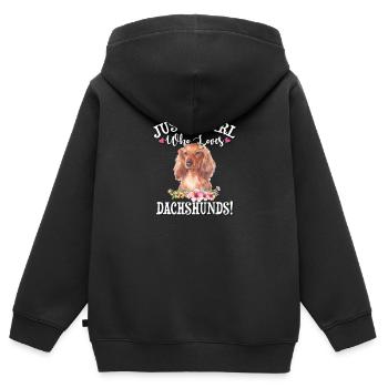Dackel - Kinder Premium Organic Zip Hoodie - Schwarz - Hinten - AI Model Kid Male (0cm)