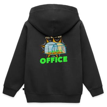 Je suis au bureau - Sweat Premium à capuche zippé enfant bio - noir - Dos - AI Model Kid Male (0cm)