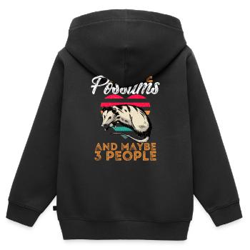 Opossum Oppossum animal nocturne marsupial - Sweat Premium à capuche zippé enfant bio - noir - Dos - AI Model Kid Male (0cm)