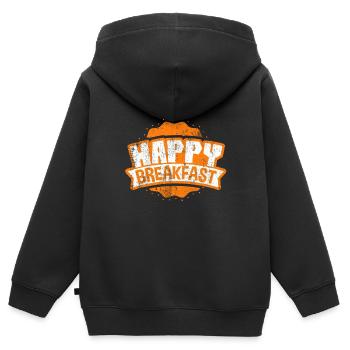 petit déjeuner - Sweat Premium à capuche zippé enfant bio - noir - Dos - AI Model Kid Male (0cm)