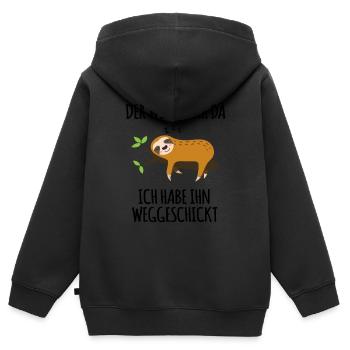 Lustiger Faultier Spruch Arbeitskollege Mitarbeite - Kinder Premium Organic Zip Hoodie - Schwarz - Hinten - AI Model Kid Male (0cm)