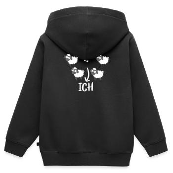 Me cadeau drôle de sarcasme de mouton noir - Sweat Premium à capuche zippé enfant bio - noir - Dos - AI Model Kid Male (0cm)