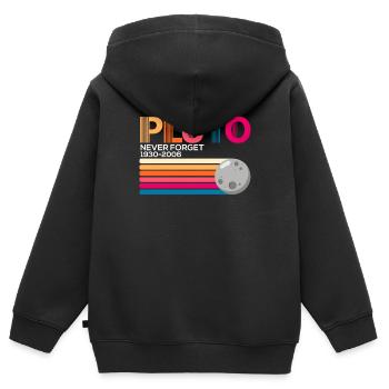 Pluton n'oublie jamais - Sweat Premium à capuche zippé enfant bio - noir - Dos - AI Model Kid Male (0cm)