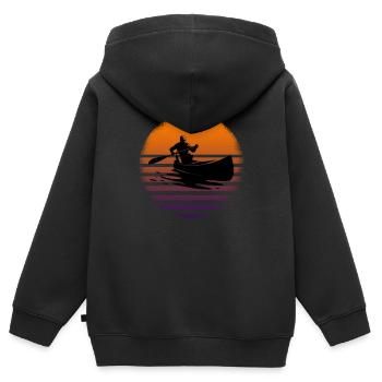 Kanu - Kinder Premium Organic Zip Hoodie - Schwarz - Hinten - AI Model Kid Male (0cm)