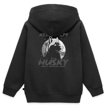 Husky - Sweat Premium à capuche zippé enfant bio - noir - Dos - AI Model Kid Male (0cm)