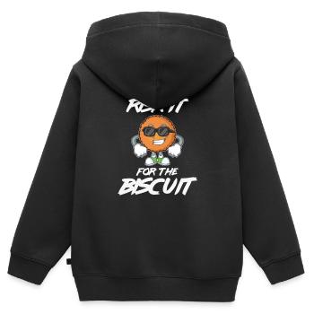 Risque drôle pour le biscuit - Pour le biscuit et - Sweat Premium à capuche zippé enfant bio - noir - Dos - AI Model Kid Male (0cm)