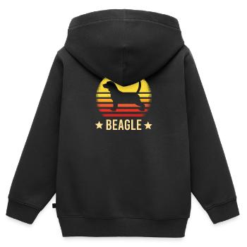 beagle - Sweat Premium à capuche zippé enfant bio - noir - Dos - AI Model Kid Male (0cm)