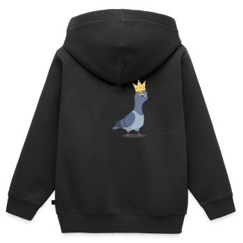 Colombe effrontée disant "Allergique aux gens stupides" - Sweat Premium à capuche zippé enfant bio - noir - Dos - AI Model Kid Male (0cm)