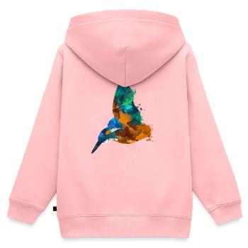 Eisvogel - Kinder Premium Organic Zip Hoodie - Rosa - Hinten - AI Model Kid Female (0cm)