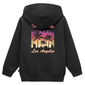 Los Angeles - Kinder Premium Organic Zip Hoodie - Schwarz - Hinten - AI Model Kid Male (0cm)