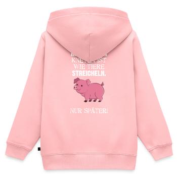 Hackfleisch Kneten Ist Wie Tiere Streicheln Nur - Kinder Premium Organic Zip Hoodie - Rosa - Hinten - AI Model Kid Female (0cm)