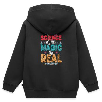 La science, c'est comme de la magie mais un vrai ordinateur nerd - Sweat Premium à capuche zippé enfant bio - noir - Dos - AI Model Kid Male (0cm)