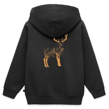 Cerf - Sweat Premium à capuche zippé enfant bio - noir - Dos - AI Model Kid Male (0cm)