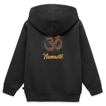 namaste - Kinder Premium Organic Zip Hoodie - Schwarz - Hinten - AI Model Kid Male (0cm)