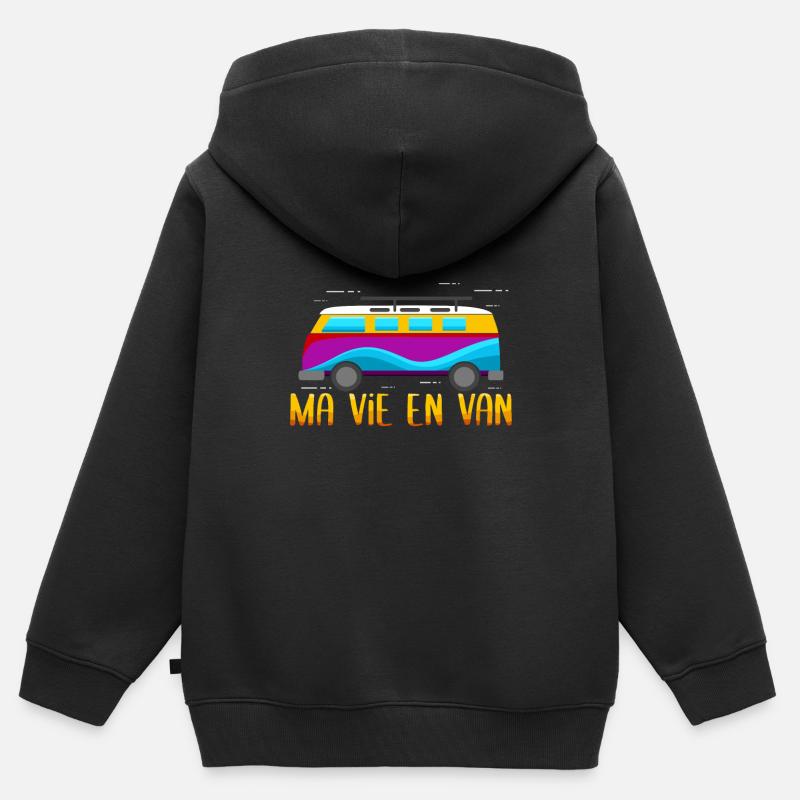 Ma vie dans le van - Sweat Premium à capuche zippé enfant bio - noir