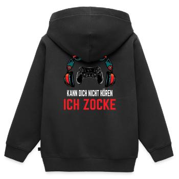 Ich Kann Dich Nicht Hören Ich Zocke Gamer Zocken - Kinder Premium Organic Zip Hoodie - Schwarz - Hinten - AI Model Kid Male (0cm)