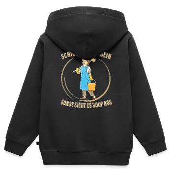 FRAU PUTZEN SCHICK MUSS ES SEIN - Kinder Premium Organic Zip Hoodie - Schwarz - Hinten - AI Model Kid Male (0cm)