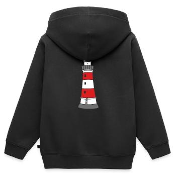 Phare Côte Signal Nautique Marin Nautique - Sweat Premium à capuche zippé enfant bio - noir - Dos - AI Model Kid Male (0cm)