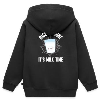 Milk raw milk whole milk - Kids Premium Organic Zip-up Hoodie - black - Back - AI Model Kid Male (0cm)