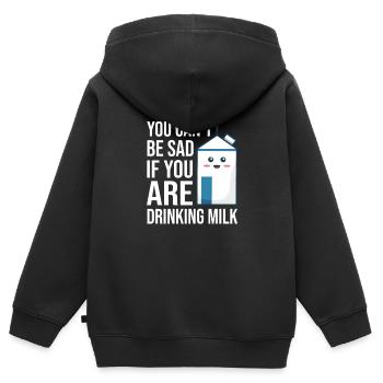 Milk raw milk whole milk - Kids Premium Organic Zip-up Hoodie - black - Back - AI Model Kid Male (0cm)